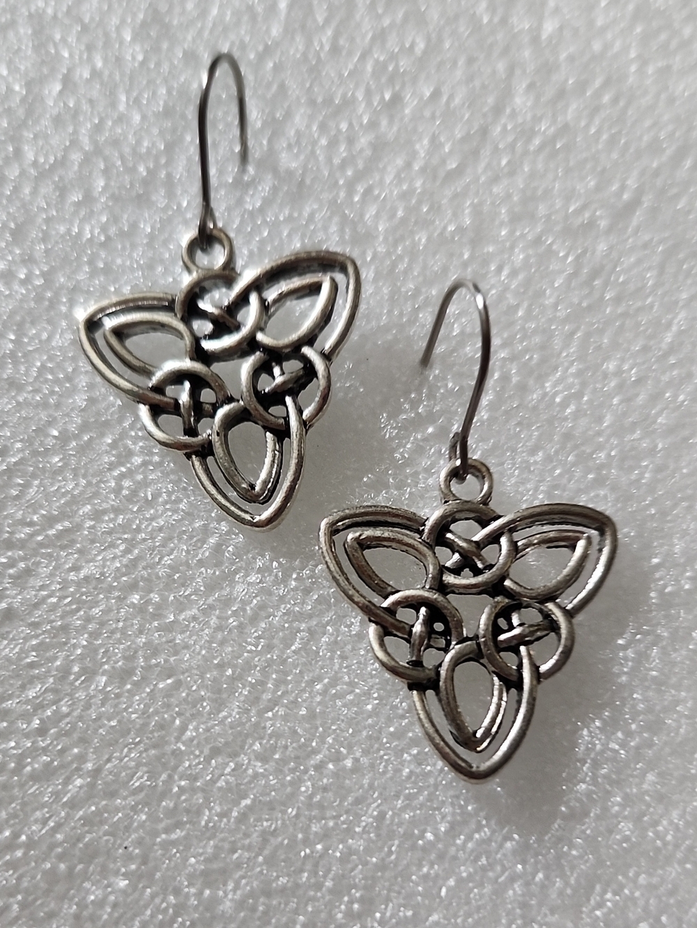 Hand Crafted Silver Tone Celtic Knot Drop Earrings